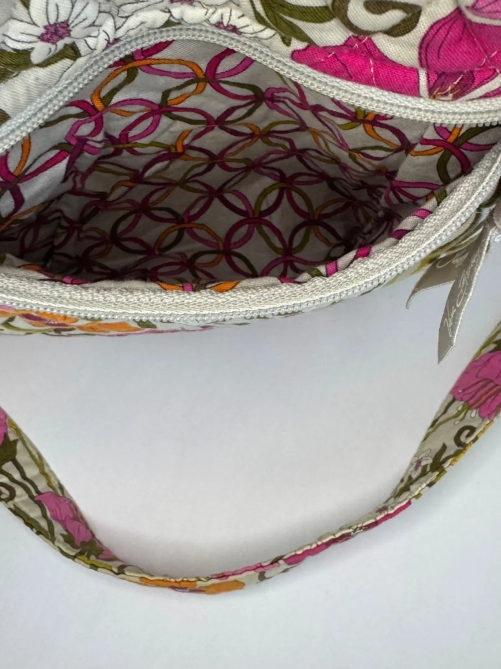 Vera Bradley Tea Garden Crossbody Hipster Purse Pink Orange Gray Floral